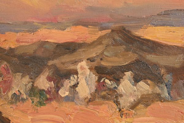 Original Signed Desert Landscape Oil Painting in Carved Giltwood Frame - Image 5