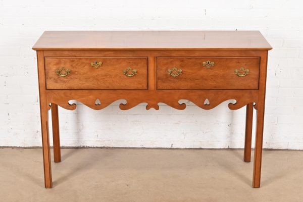 Baker Furniture Style Georgian Burl Wood and English Yew Wood Sideboard Credenza - Image 2