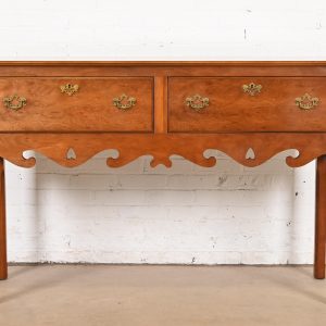 Baker Furniture Style Georgian Burl Wood and English Yew Wood Sideboard Credenza