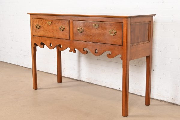 Baker Furniture Style Georgian Burl Wood and English Yew Wood Sideboard Credenza - Image 3