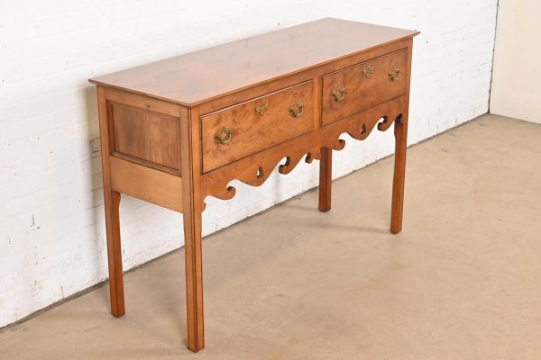 Baker Furniture Style Georgian Burl Wood and English Yew Wood Sideboard Credenza - Image 4