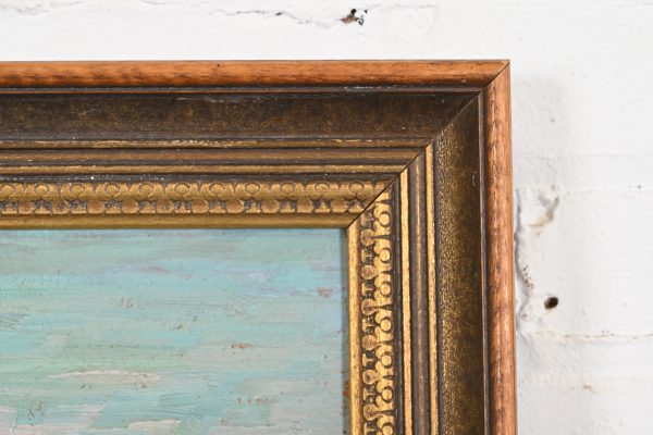 Original Signed R. Bevan Valley Landscape Oil Painting in Carved Giltwood Frame - Image 8