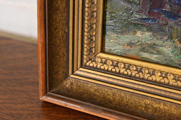 Original Signed R. Bevan Valley Landscape Oil Painting in Carved Giltwood Frame - Image 9