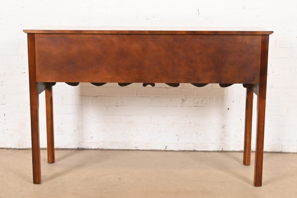 Baker Furniture Style Georgian Burl Wood and English Yew Wood Sideboard Credenza - Image 11