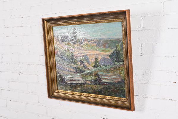 Original Signed R. Bevan Valley Landscape Oil Painting in Carved Giltwood Frame - Image 2