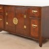 Michael Taylor for Baker Hollywood Regency Chinoiserie Burled Walnut Sideboard Credenza, Circa 1970s - Image 3