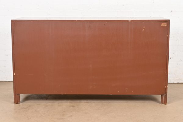 Michael Taylor for Baker Hollywood Regency Chinoiserie Burled Walnut Sideboard Credenza, Circa 1970s - Image 11
