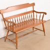 Ethan Allen American Colonial Carved Solid Maple Spindle Bench - Image 4