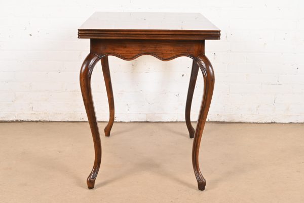 Henredon French Provincial Louis XV Oak Flip Top Console Game Table, Circa 1970s - Image 5