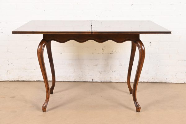 Henredon French Provincial Louis XV Oak Flip Top Console Game Table, Circa 1970s - Image 8