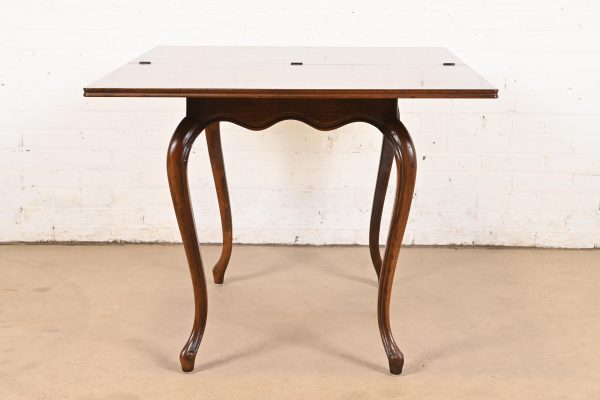 Henredon French Provincial Louis XV Oak Flip Top Console Game Table, Circa 1970s - Image 10