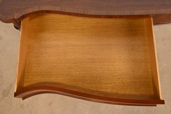 Arthur Brett & Sons English Regency Louis XVI Banded Mahogany Serpentine Sideboard Buffet or Console Table, Newly Refinished - Image 7