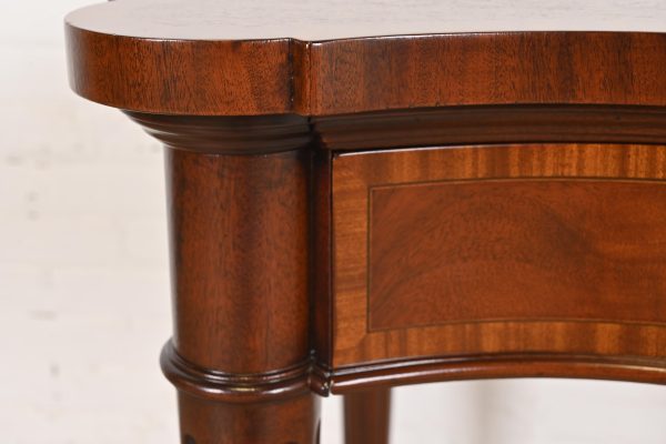 Arthur Brett & Sons English Regency Louis XVI Banded Mahogany Serpentine Sideboard Buffet or Console Table, Newly Refinished - Image 8