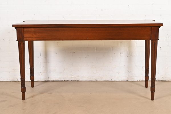 Arthur Brett & Sons English Regency Louis XVI Banded Mahogany Serpentine Sideboard Buffet or Console Table, Newly Refinished - Image 12