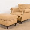 Ralph Lauren Contemporary Studded Leather Lounge Chair With Ottoman