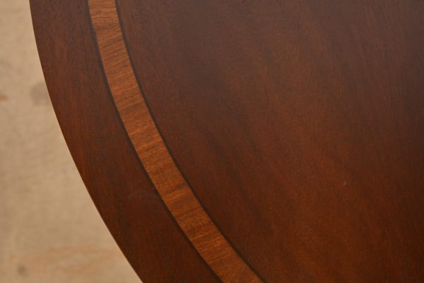 Baker Furniture Style Georgian Banded Mahogany Pedestal Extension Dining Table, Newly Refinished - Image 5