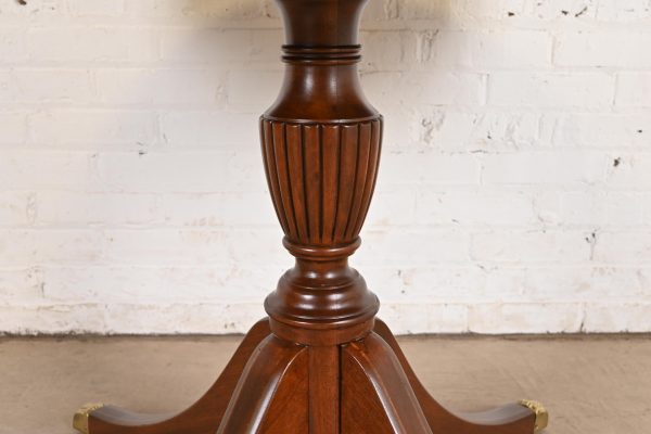 Baker Furniture Style Georgian Banded Mahogany Pedestal Extension Dining Table, Newly Refinished - Image 7