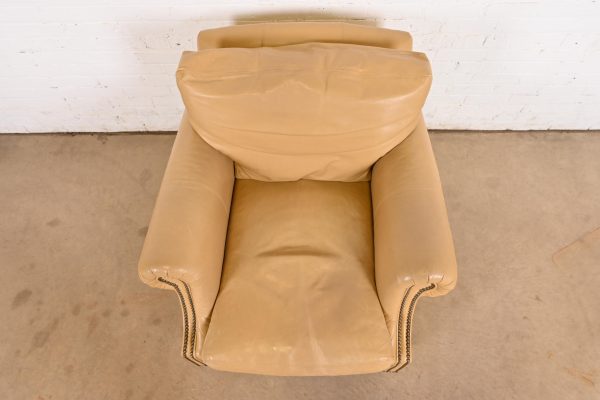 Ralph Lauren Contemporary Studded Leather Lounge Chair With Ottoman - Image 7
