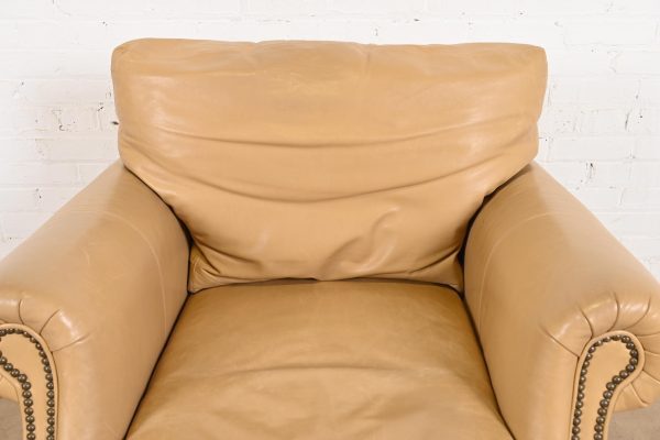 Ralph Lauren Contemporary Studded Leather Lounge Chair With Ottoman - Image 5