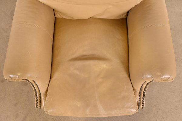 Ralph Lauren Contemporary Studded Leather Lounge Chair With Ottoman - Image 6