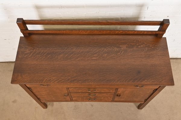 Gustav Stickley Antique Mission Oak Arts & Crafts Sideboard, Newly Refinished - Image 8