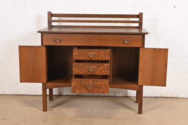 Gustav Stickley Antique Mission Oak Arts & Crafts Sideboard, Newly Refinished - Image 5