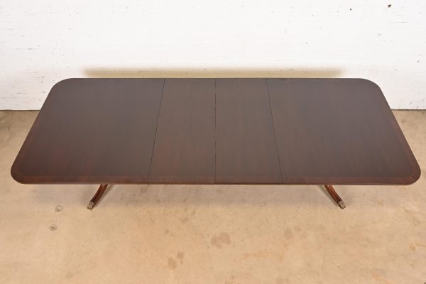 Kittinger Georgian Banded Mahogany Double Pedestal Extension Dining Table, Newly Refinished - Image 5