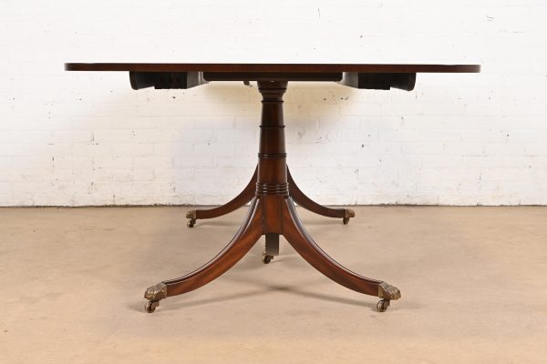 Kittinger Georgian Banded Mahogany Double Pedestal Extension Dining Table, Newly Refinished - Image 9