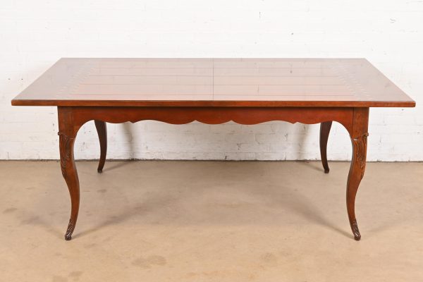 Baker Furniture Italian Provincial Inlaid Cherry Wood Harvest Farm Table - Image 2