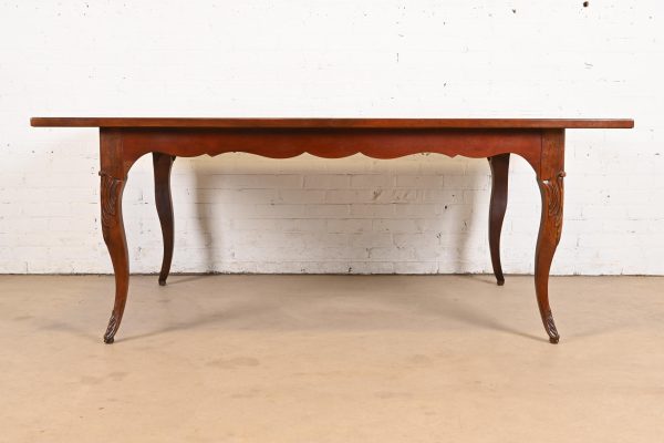 Baker Furniture Italian Provincial Inlaid Cherry Wood Harvest Farm Table - Image 3