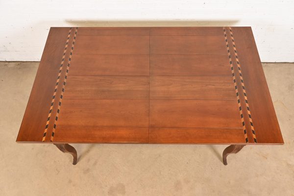 Baker Furniture Italian Provincial Inlaid Cherry Wood Harvest Farm Table - Image 5