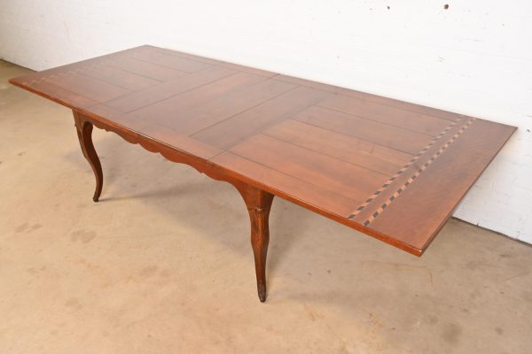Baker Furniture Italian Provincial Inlaid Cherry Wood Harvest Farm Table - Image 8