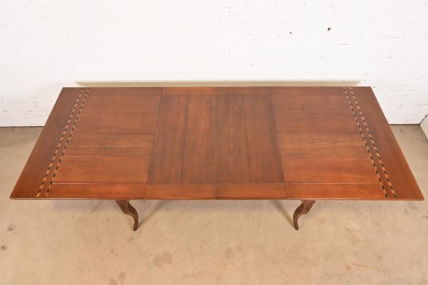 Baker Furniture Italian Provincial Inlaid Cherry Wood Harvest Farm Table - Image 9