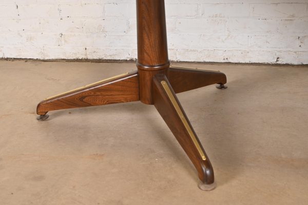 Kent Coffey Perspecta Mid-Century Modern Sculpted Walnut Double Pedestal Extension Dining Table, Newly Refinished - Image 10