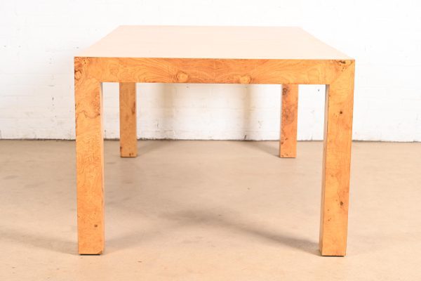 Milo Baughman for Thayer Coggin Mid-Century Modern Burl Wood Parsons Extension Dining Table, Newly Refinished - Image 10
