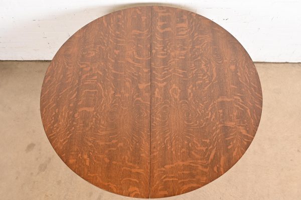 George C. Flint Co. Antique Victorian Oak Split Pedestal Extension Dining Table With Carved Paw Feet, Newly Refinished - Image 5