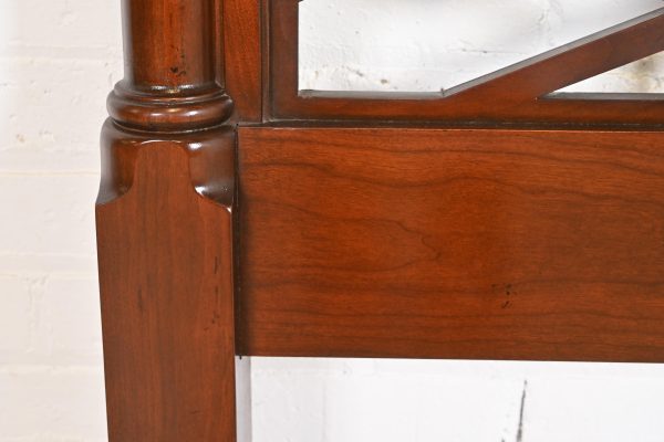 Baker Furniture Chinese Chippendale Carved Cherry Wood King Size Poster Headboard - Image 6