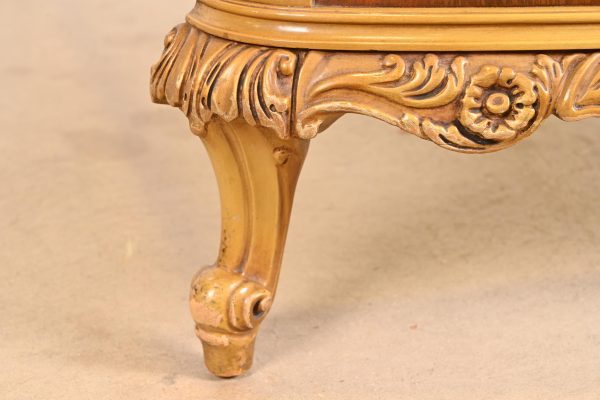 Romweber French Provincial Louis XV Flame Mahogany and Parcel Painted Full Size Bed, Circa 1920s - Image 8