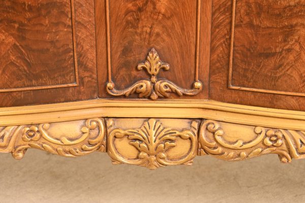 Romweber French Provincial Louis XV Flame Mahogany and Parcel Painted Full Size Bed, Circa 1920s - Image 9