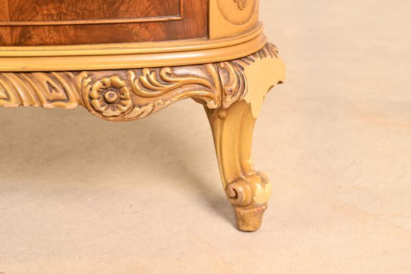 Romweber French Provincial Louis XV Flame Mahogany and Parcel Painted Full Size Bed, Circa 1920s - Image 10