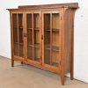 Limbert Style Mission Oak Arts and Crafts Triple Bookcase Cabinet - Image 3
