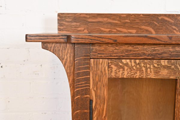 Limbert Style Mission Oak Arts and Crafts Triple Bookcase Cabinet - Image 6