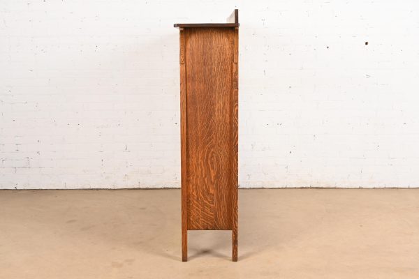Limbert Style Mission Oak Arts and Crafts Triple Bookcase Cabinet - Image 8