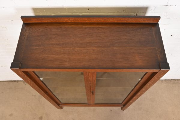 Limbert Style Antique Mission Oak Arts and Crafts Bookcase Cabinet, Circa 1900 - Image 8