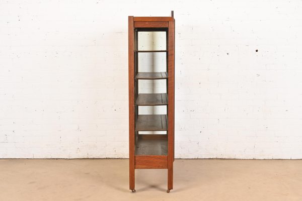 Limbert Style Antique Mission Oak Arts and Crafts Bookcase Cabinet, Circa 1900 - Image 9