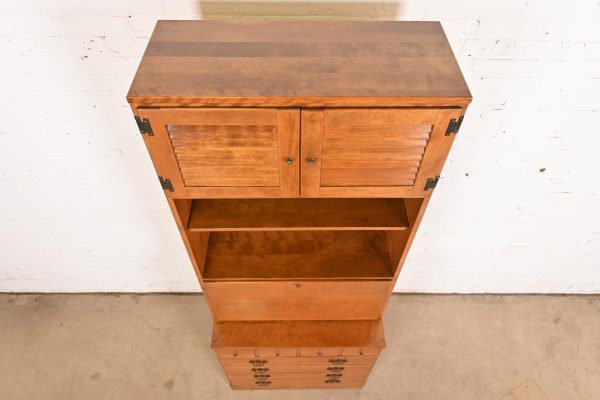 Ethan Allen Early American Solid Maple and Birch Drop Front Secretary Desk With Bookcase Hutch - Image 9