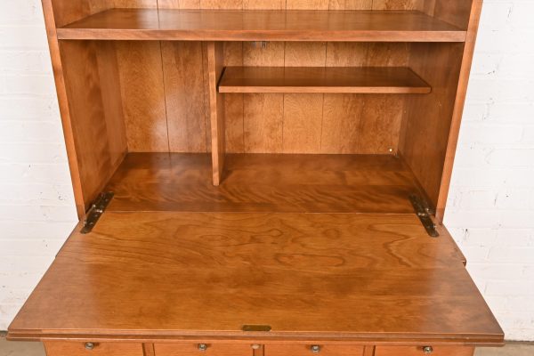 Ethan Allen Early American Solid Maple and Birch Drop Front Secretary Desk With Bookcase Hutch - Image 6