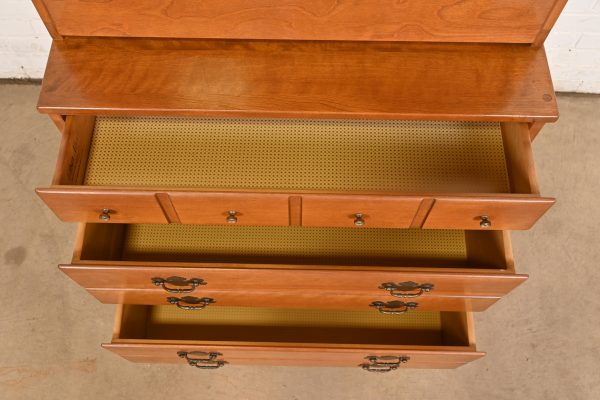 Ethan Allen Early American Solid Maple and Birch Drop Front Secretary Desk With Bookcase Hutch - Image 7