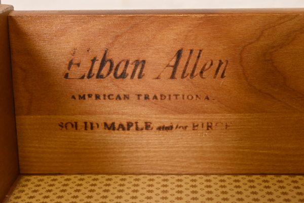 Ethan Allen Early American Solid Maple and Birch Drop Front Secretary Desk With Bookcase Hutch - Image 8