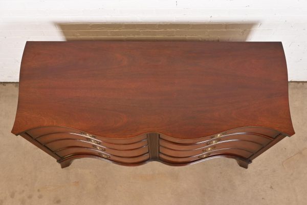 Georgian Mahogany Serpentine Front Eight Drawer Double Dresser by White Furniture - Image 9